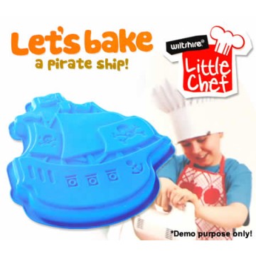 Wiltshire Little Chef Blue Pirate Ship Fun Silicone Cake Mould - Let's Bake A Pirate Ship!